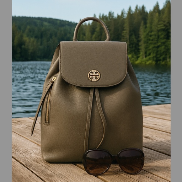 NEW Tory Burch Brody Porcini Gray Leather Large Backpack - AUTHENTIC Tory Burch main image 9